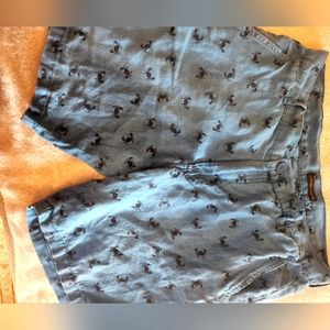 Saks Fifth Avenue All-Linen Size-Medium  Crab-Motif Cancer Blue Summer  Shorts
